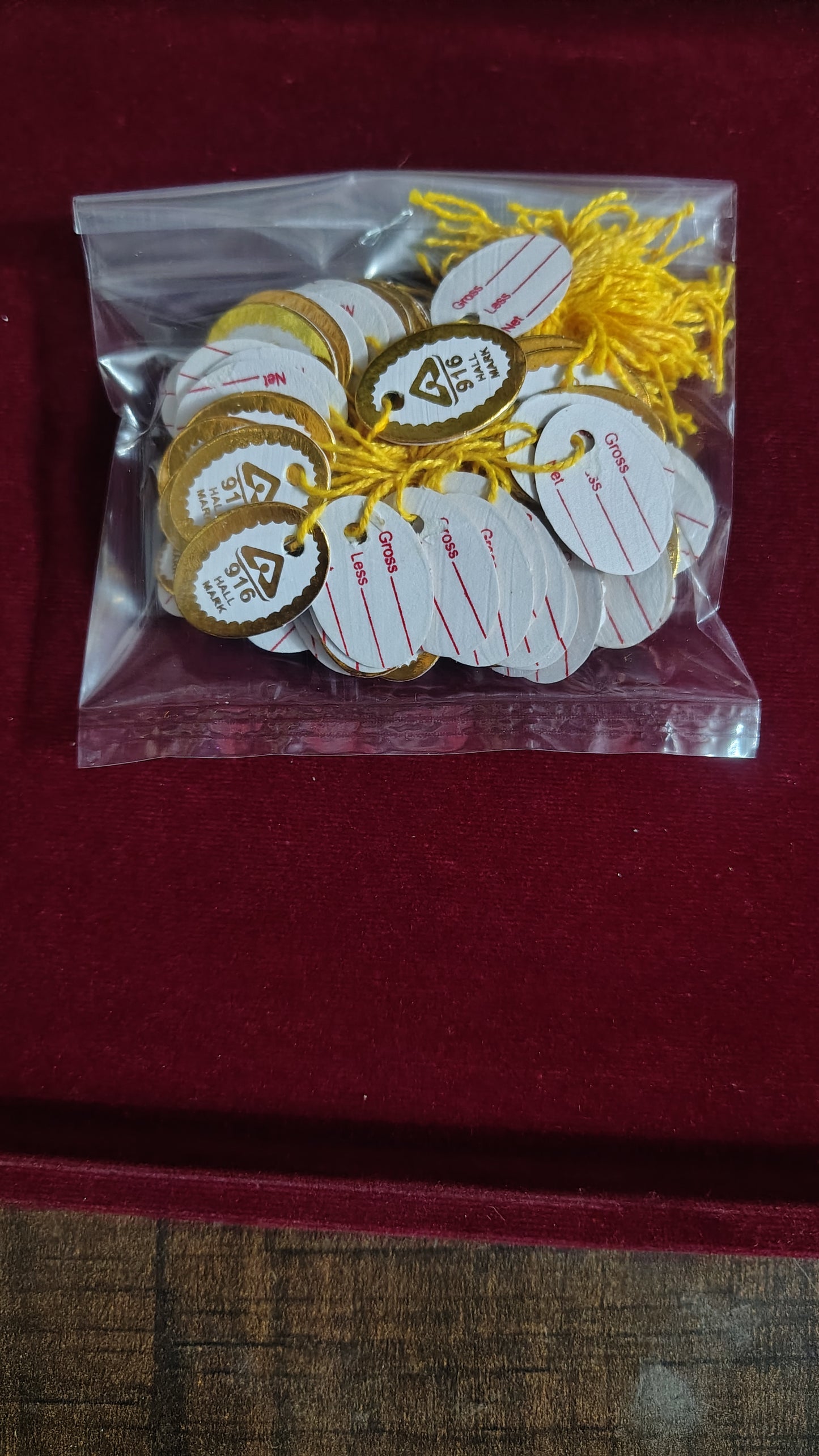 Jewellery Tag with 916 hallmark print 100pc