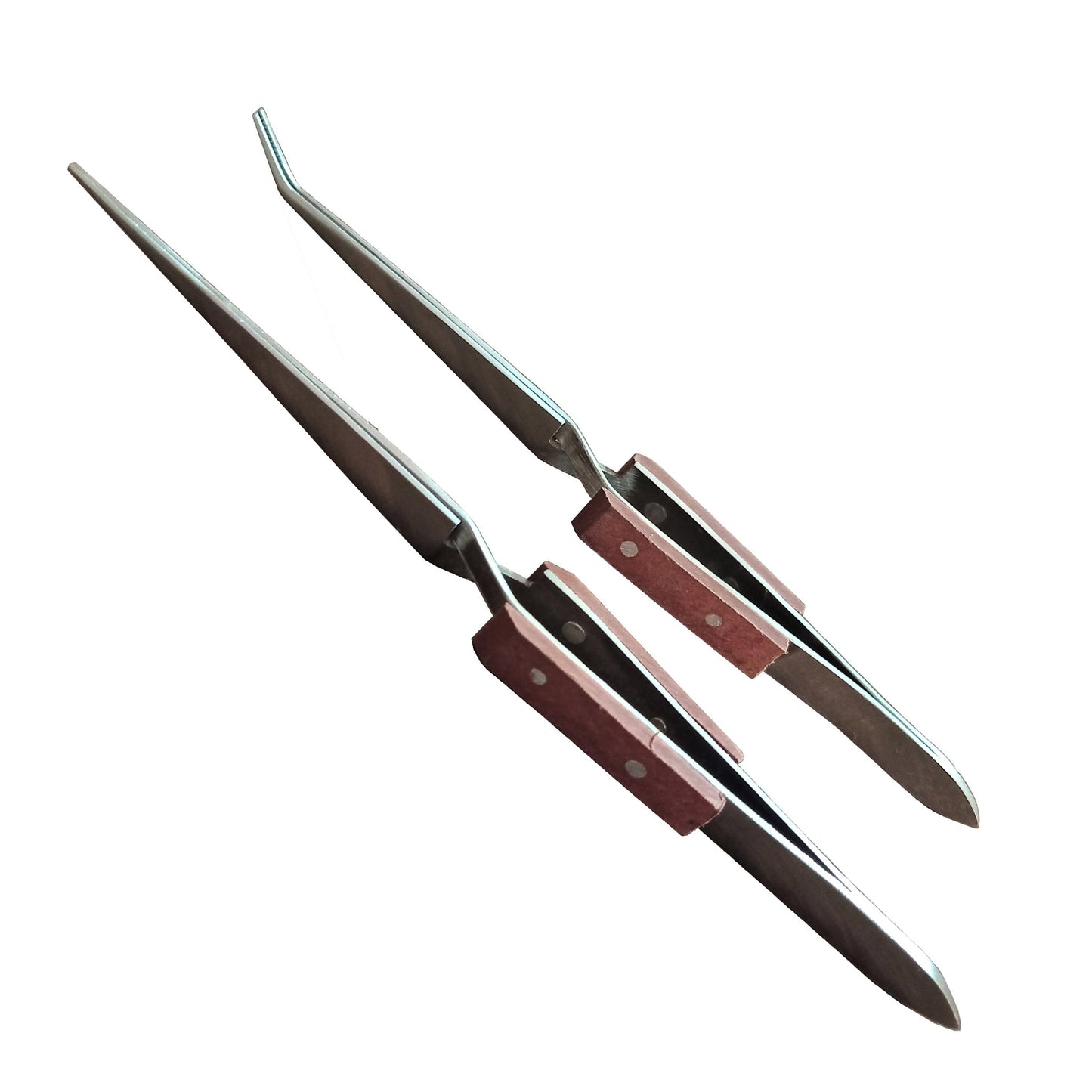 Pakad Chimti 2 Pc Wooden Handle Grip Soldering Tweezer For Jewellery Works (Size-6.5")