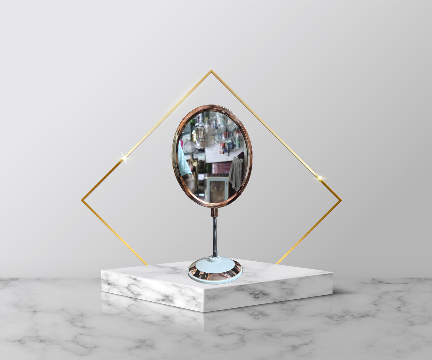 Rose Gold Flexible Counter Mirror Double Side (Oval)