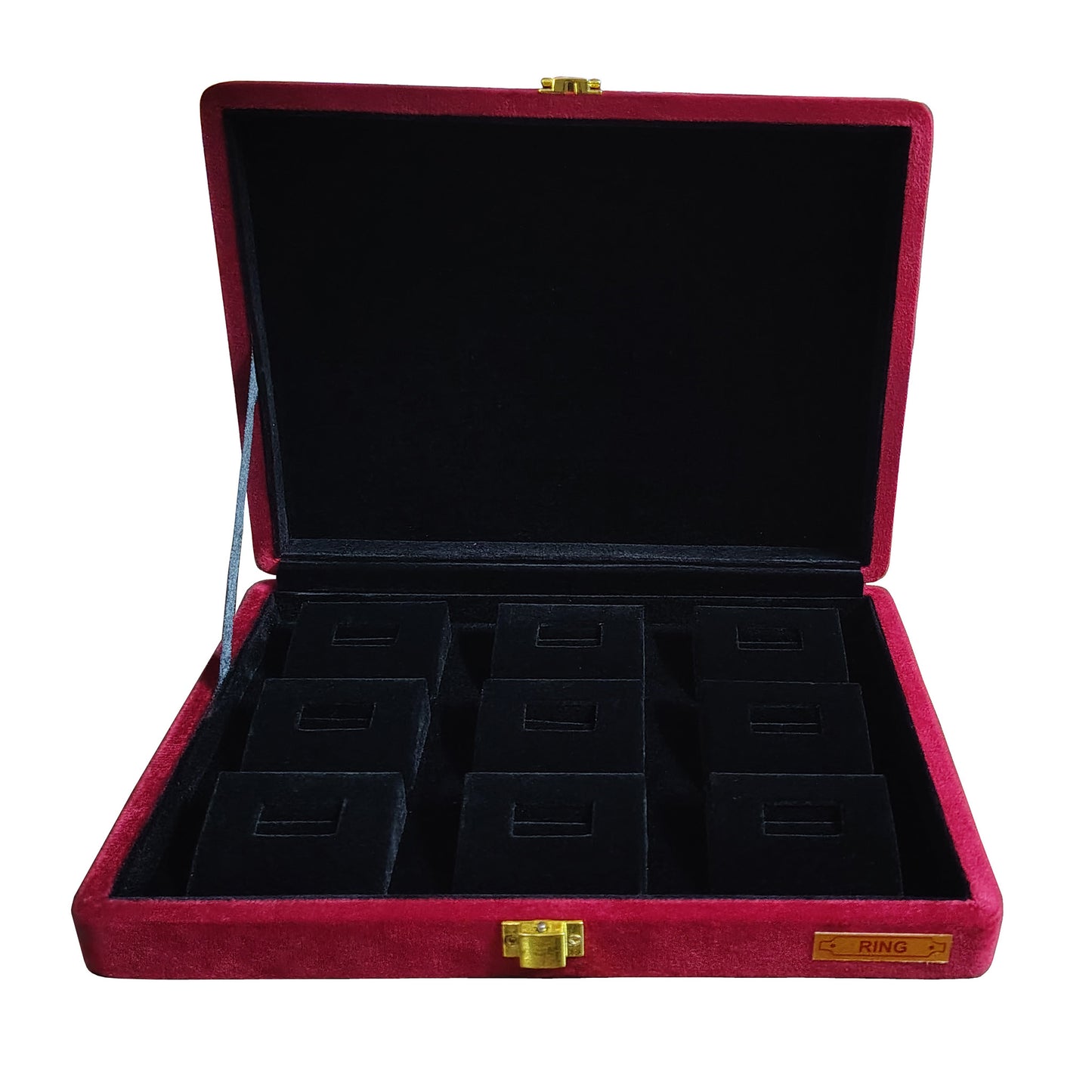 Jewellery display Box Stock Box for gold Rings Cherry colour display box sued fabric
