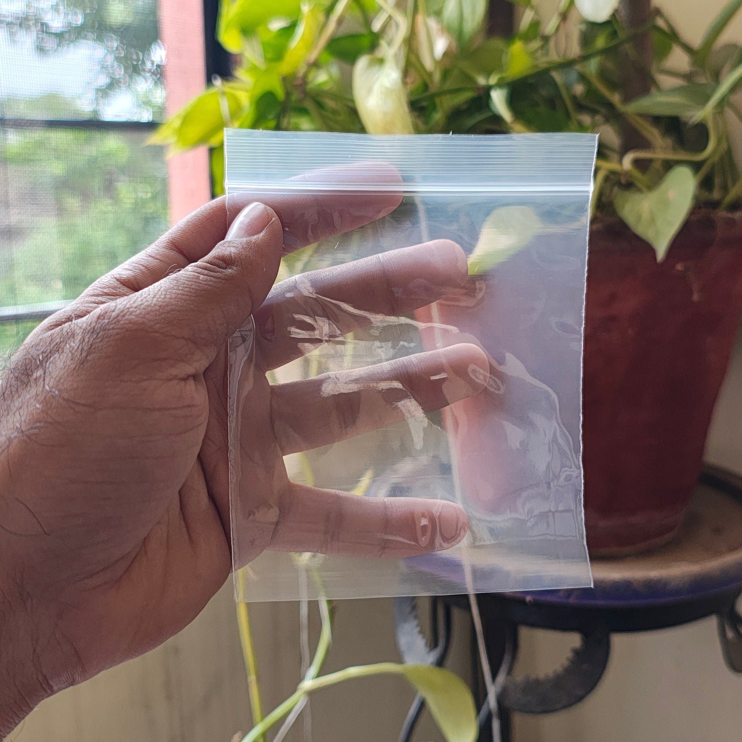 Transparent Zipper 4x5 inch Zip Lock Plastic Bags Self Sealing Pouch Pack of 100 Pcs 60Micron