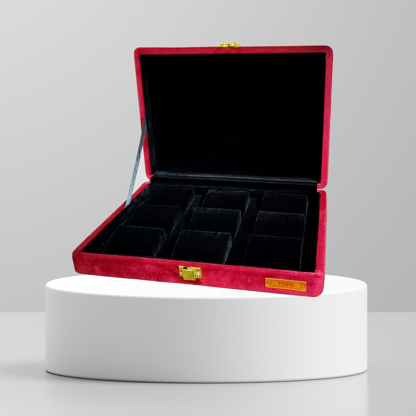 Jewellery display Box Stock Box for gold earrings Cherry colour display box sued fabric