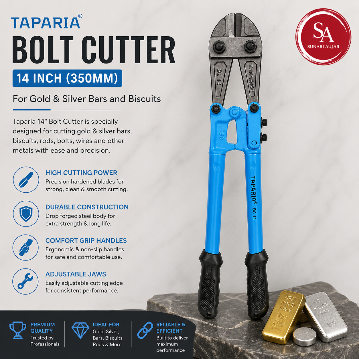 Taparia Bolt Cutter 14 inch for cutting gold and silver bars and biscuit