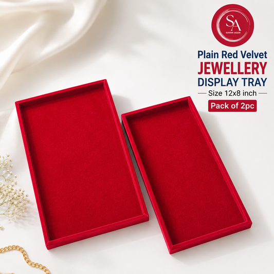 Plain Red Velvet jewellery Display tray size 12x8 inch Pack of 2pc