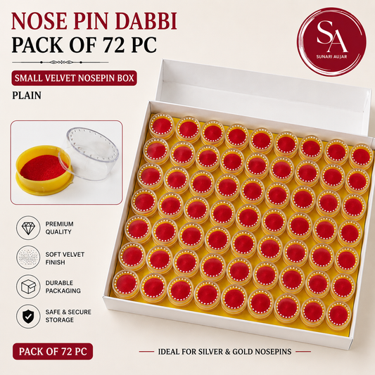 Nose Pin dabbi pack of 72 pc small velvet nosepin Box plain
