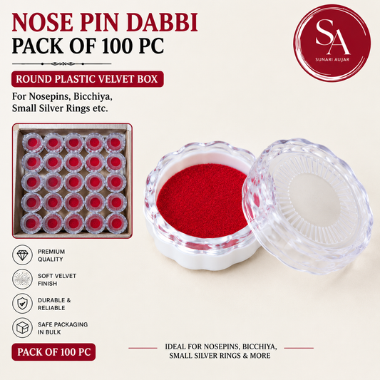 Plain universal small Plastic velvet box K-0 Pack of 100pc for nosepins, bicchiya, small silver rings etc