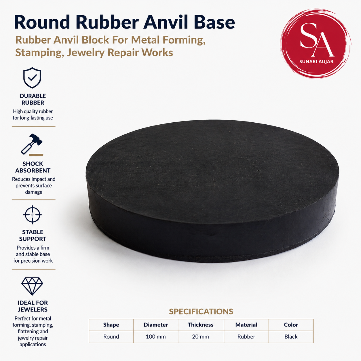Round Rubber Anvil Base/Rubber Anvil Block For Metal Forming Stamping Jewelry Repair Works