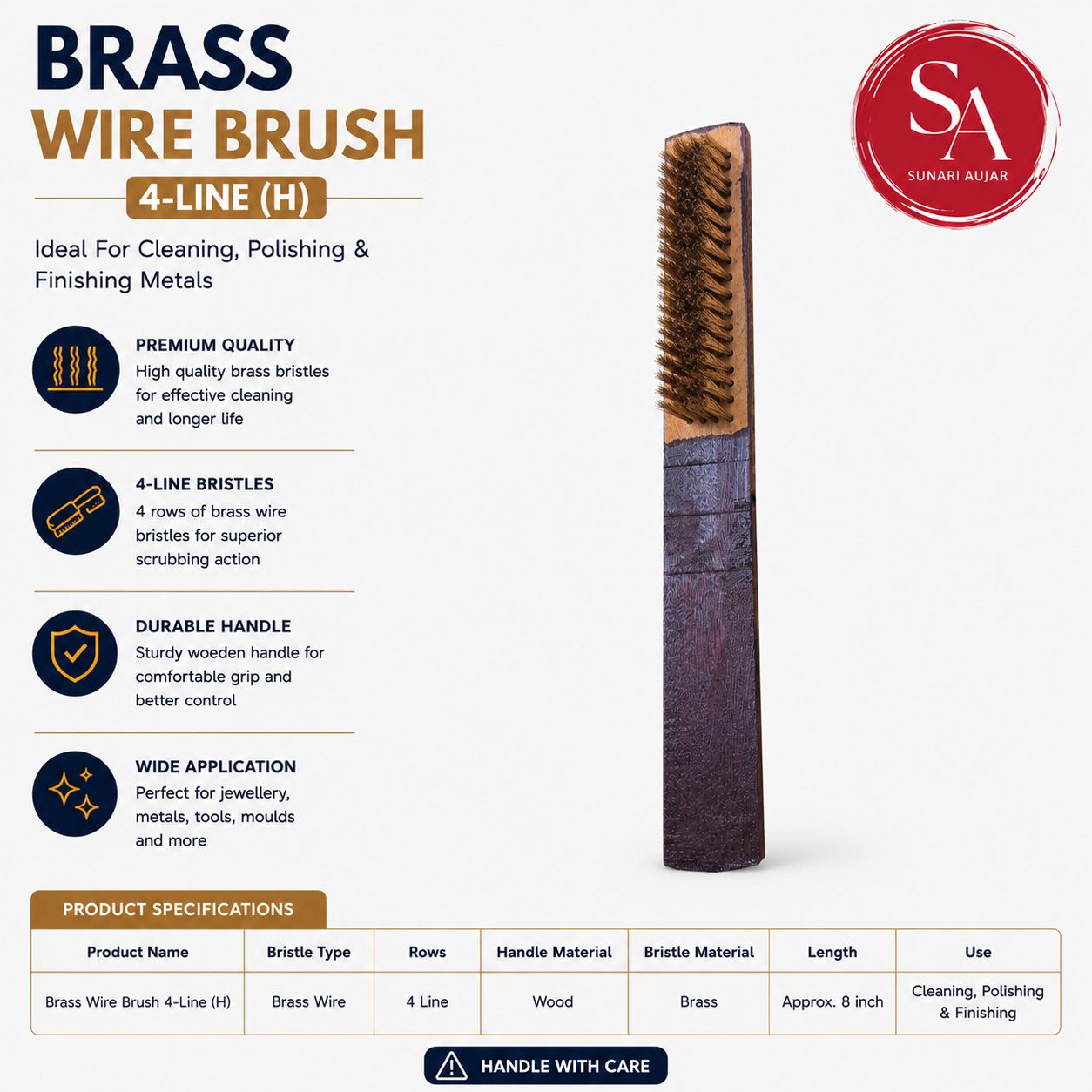 Brass Wire Brush 4-Line (H)