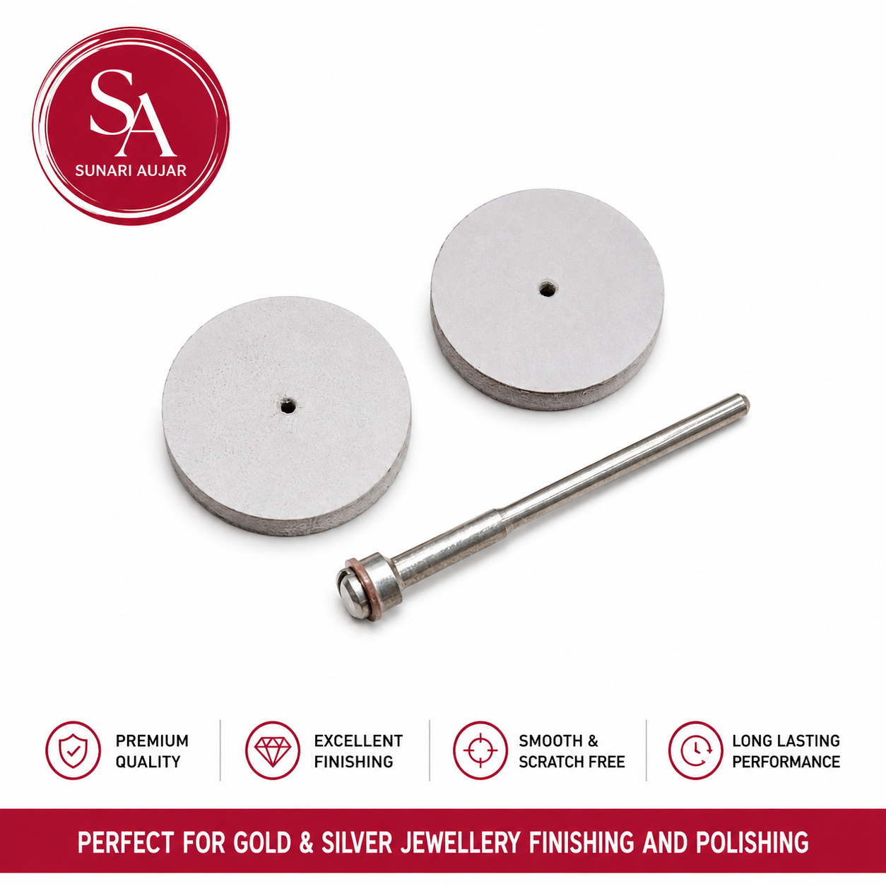 Silicon Pink rubber wheel with mandrel for gold and silver jewellery rubbing and polishing