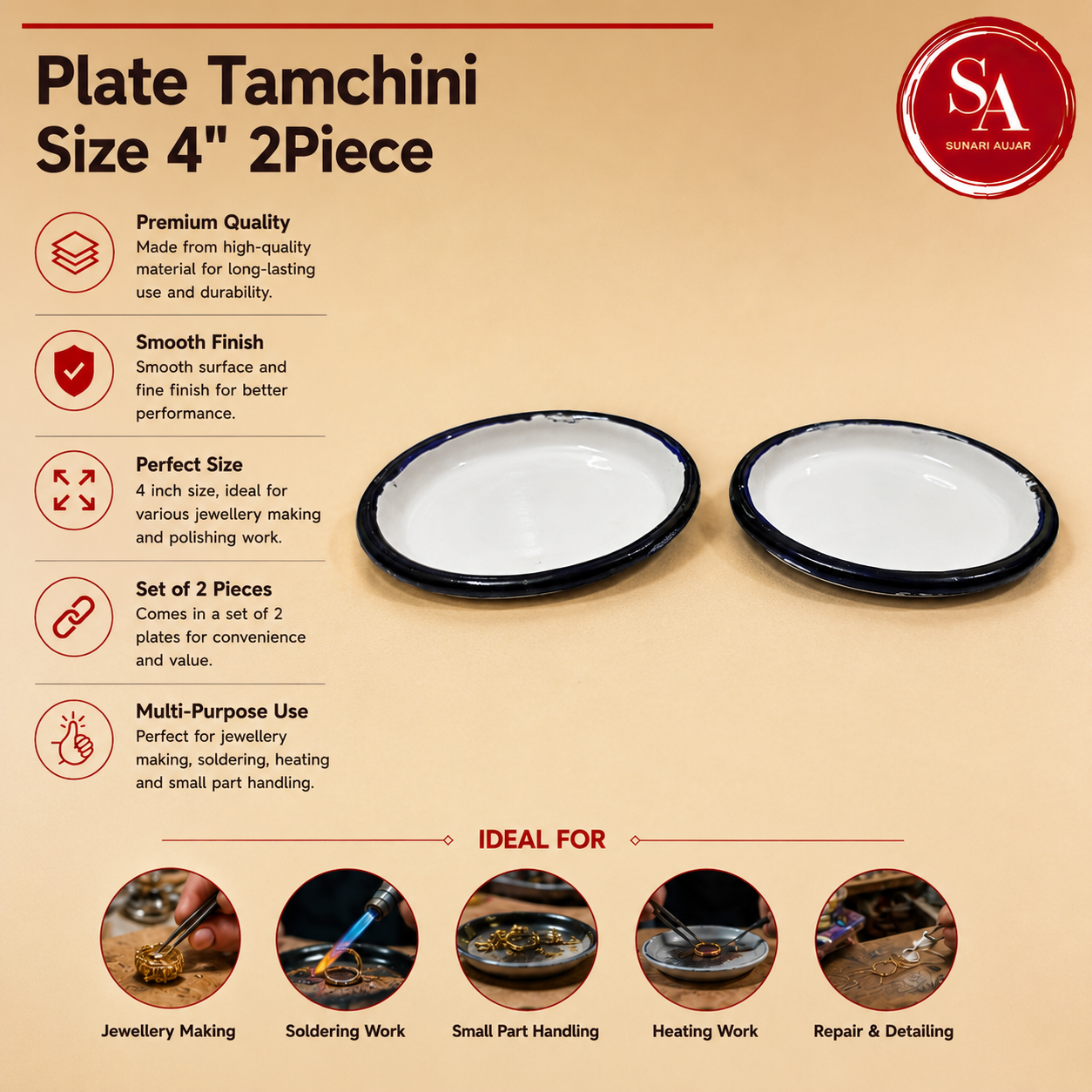 Plate Tamchini Size 4" 2Piece