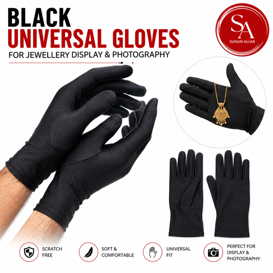 Black Sunari Aujar gloves for jewellery display and product photography