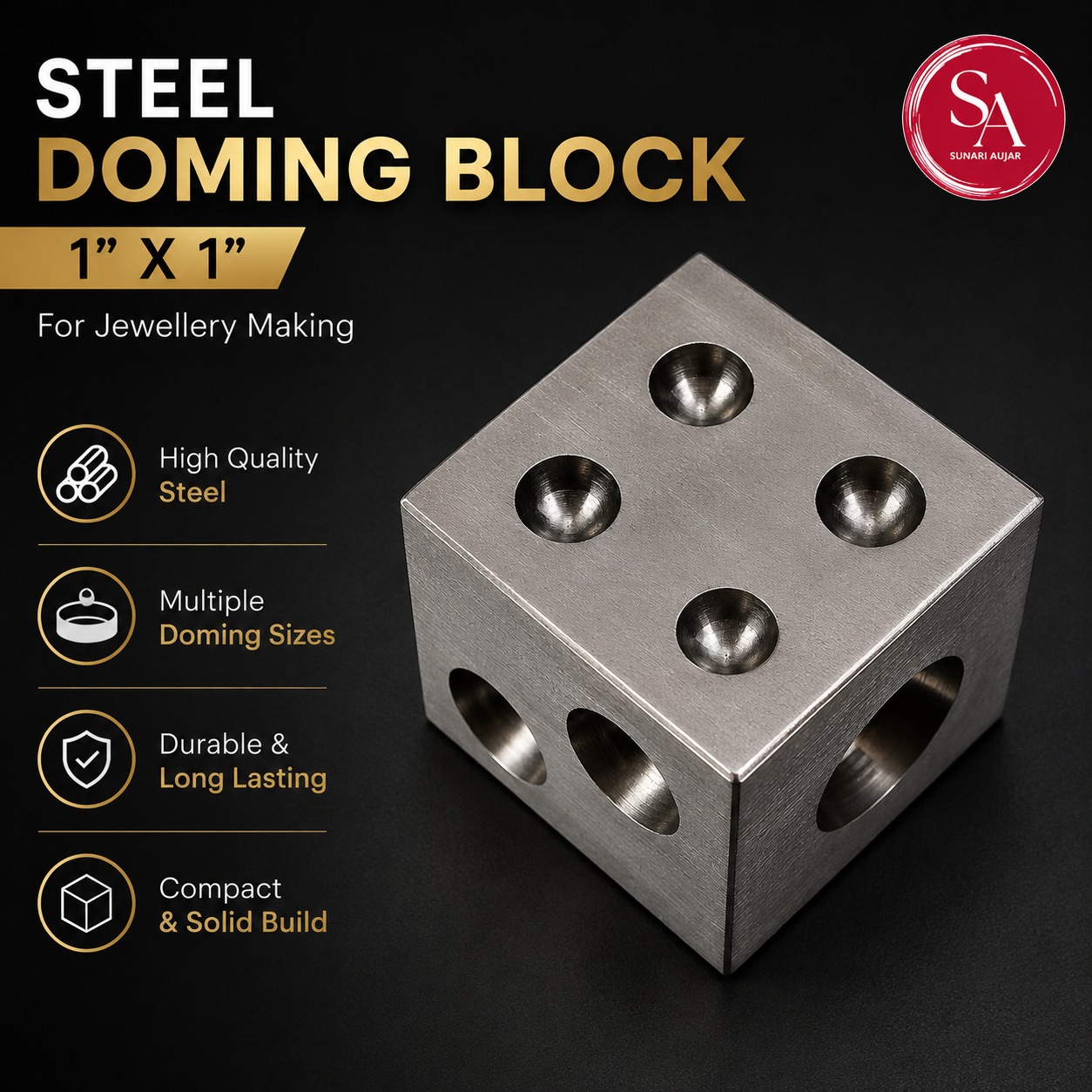 Steel Doming Block 1"X1"