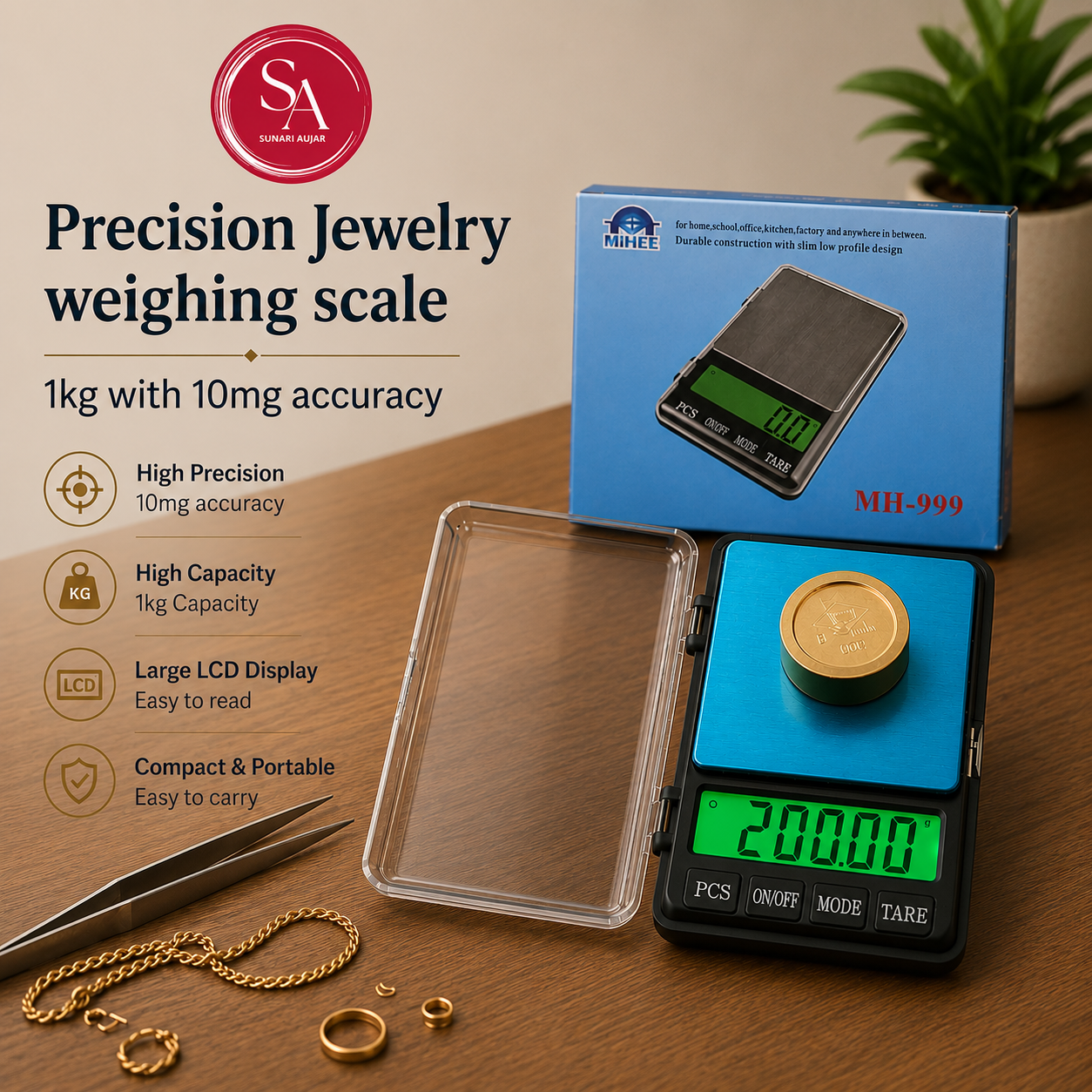 Atom 1 kg gold weight scale MH-999 series for gold and silver jewellery
