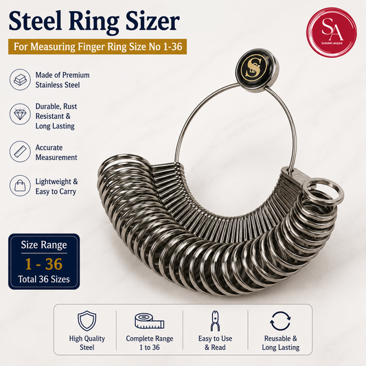 Steel Ring Sizer For Measuring Finger Ring Size No 1-36