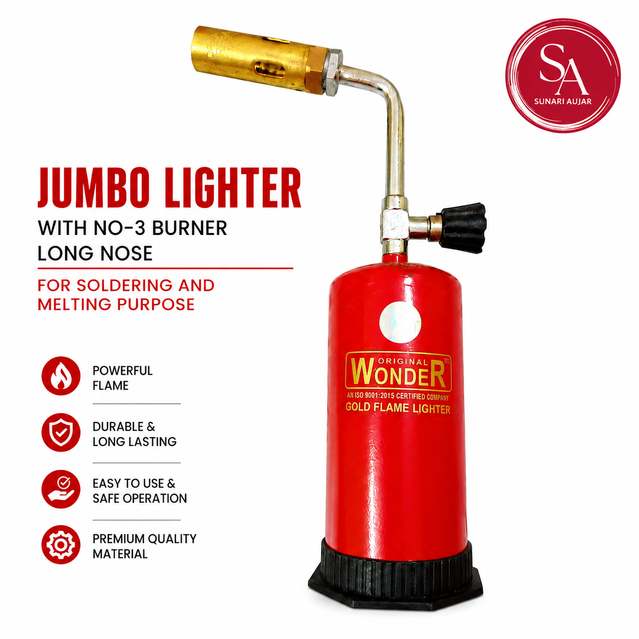 Jumbo Lighter With NO-3 Burner Long Nose For Soldering And Melting Purpose