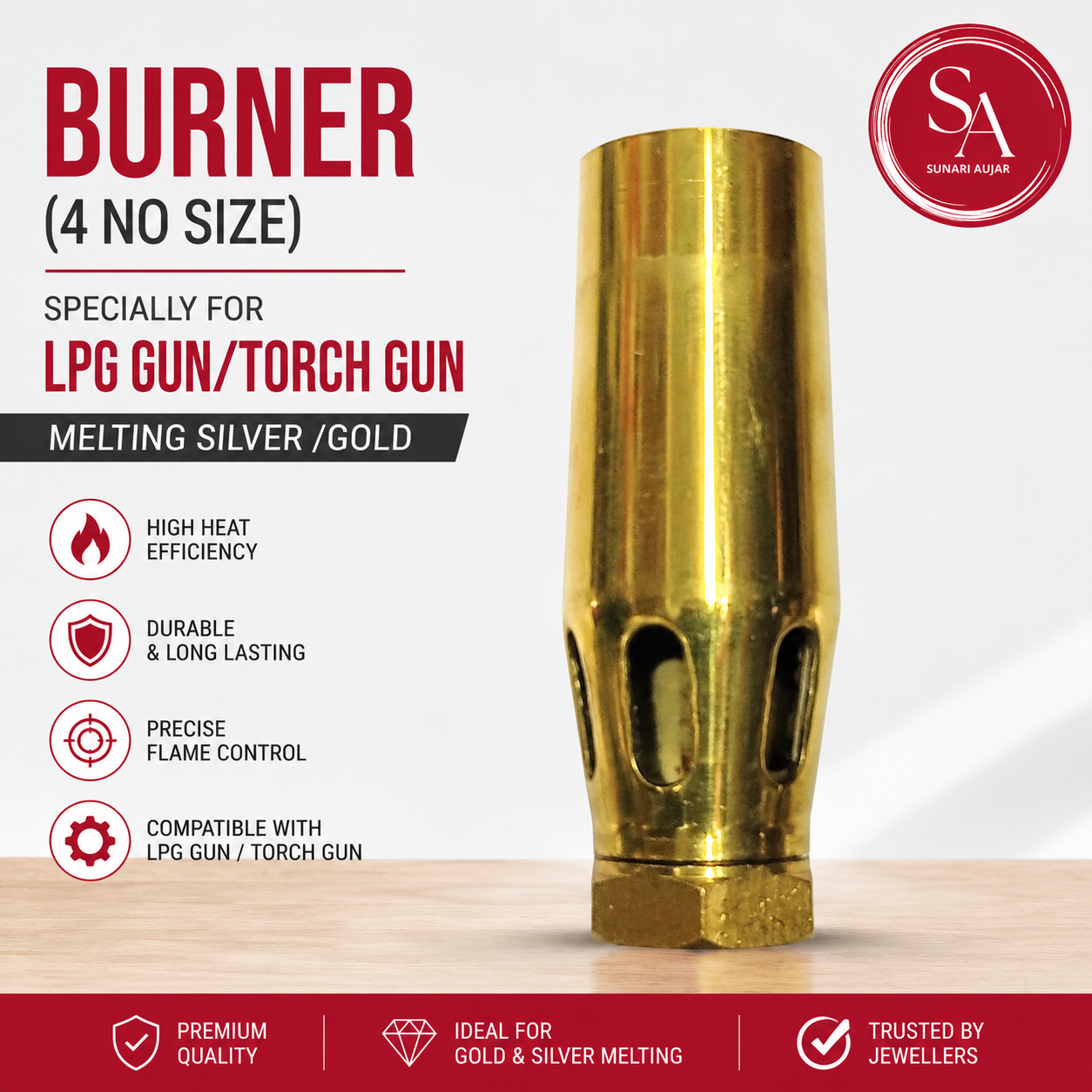 Burner (4 No Size) Specially For LPG Gun/Torch Gun Melting Silver /Gold