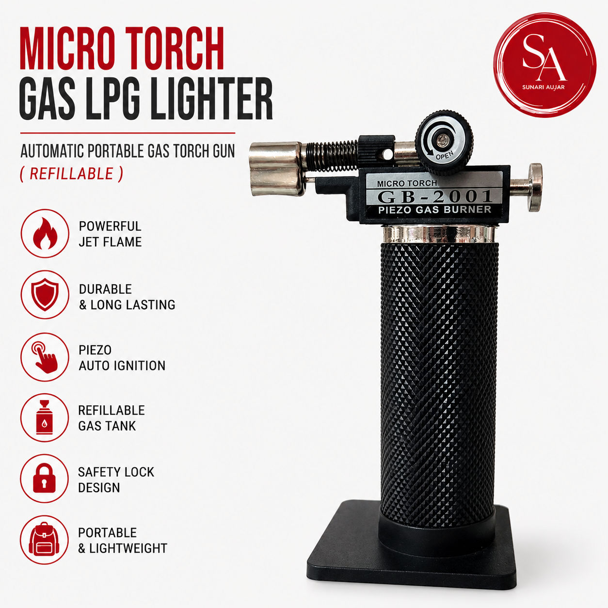 Micro Torch Gas LPG Lighter Automatic Portable Gas Torch Gun (Refillable)