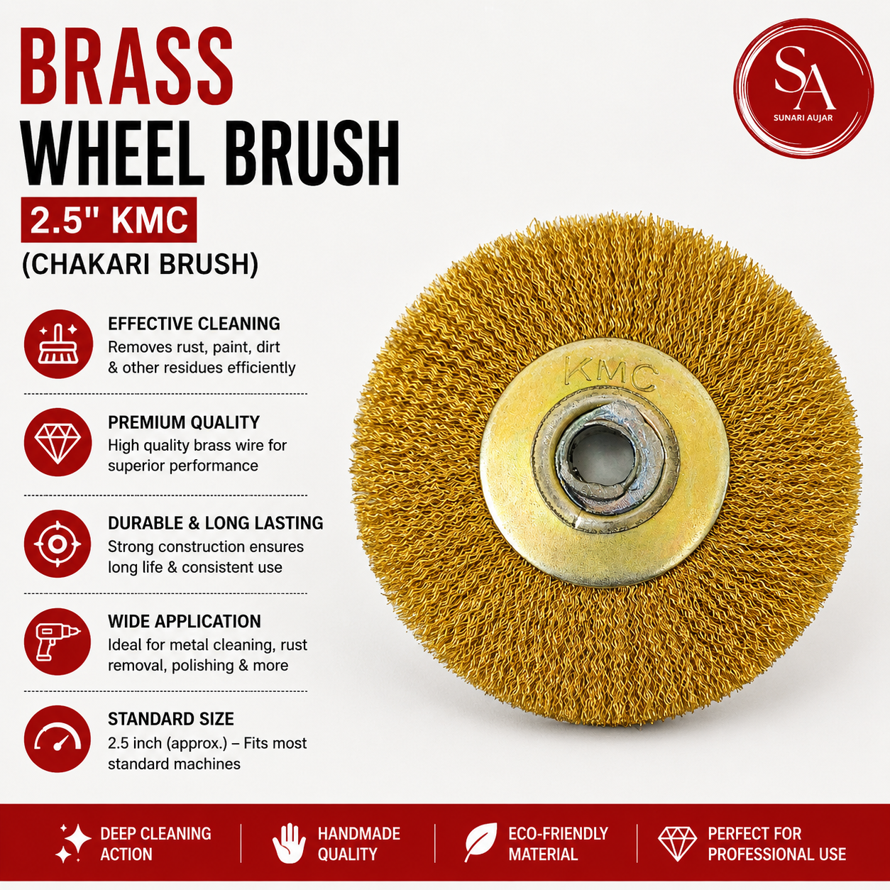 Brass wheel Brush 2.5'' KMC ( Chakari Brush)