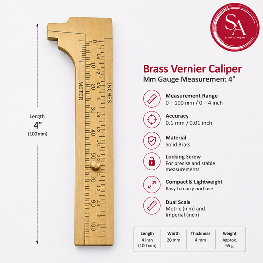 Brass Vernier Caliper Mm Gauge Measurement 4"