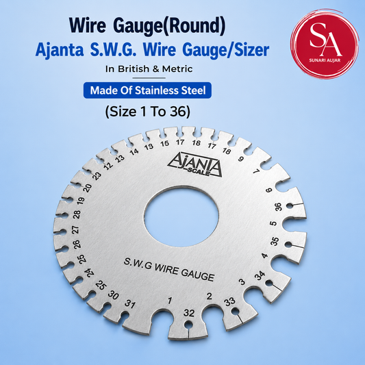 Wire Gauge(Round) Ajanta S.W.G. Wire Gauge/Sizer In British & Metric Made Of Stainless Steel (Size 1 To 36)