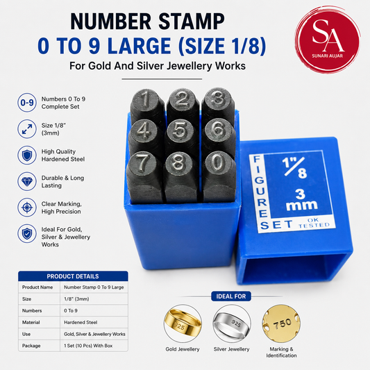 Number Stamp 0 To 9 Large (Size 1/8) For Gold And Silver Jewellery Works