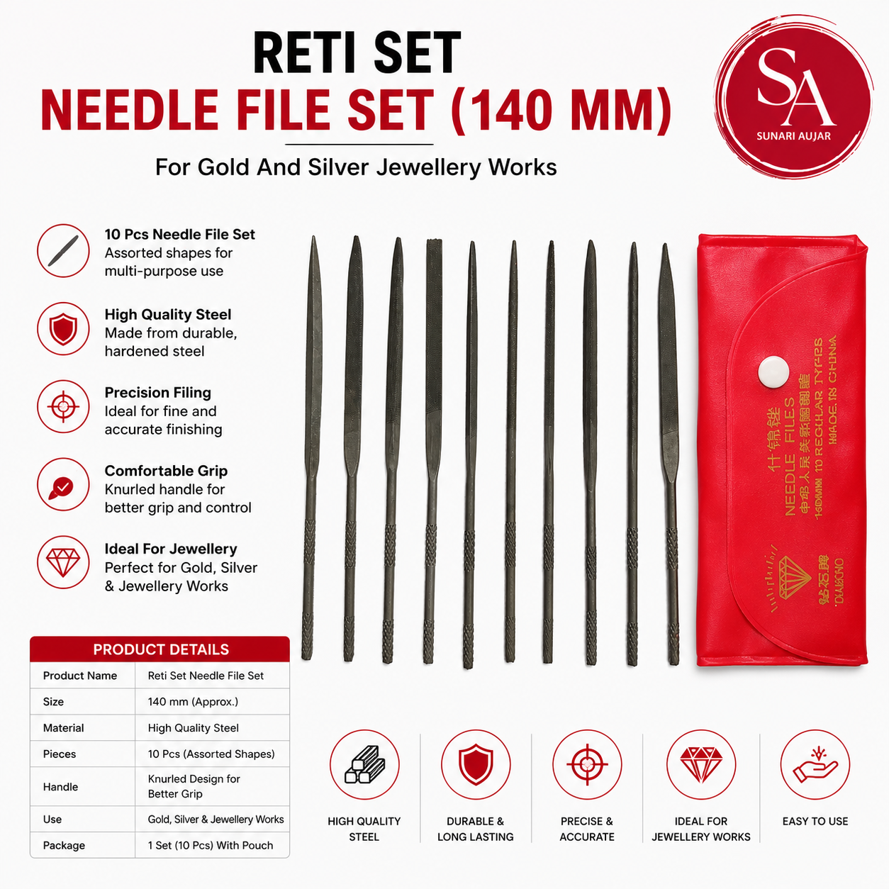 Reti Set Needle File Set (140 Mm)