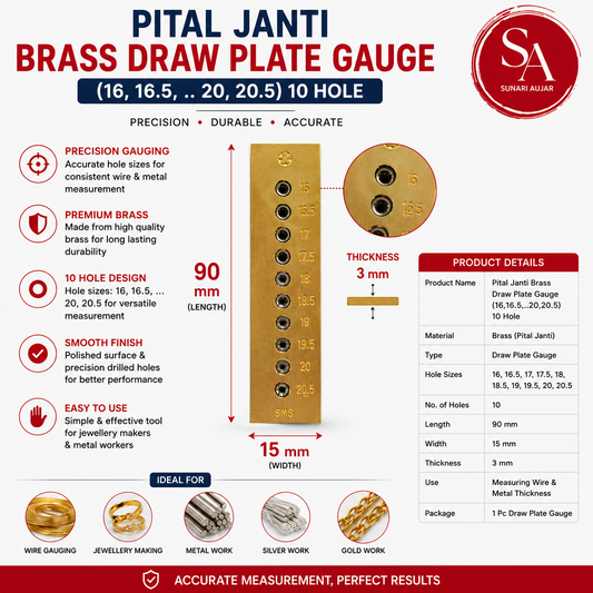 Pital Janti Brass Draw Plate Gauge (16,16.5,..20,20.5) 10Hole
