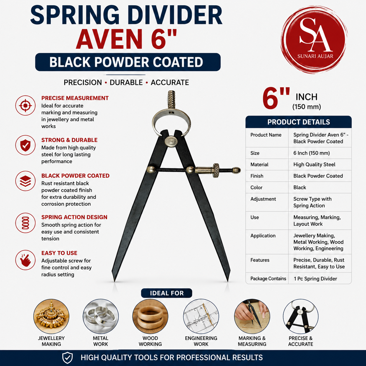 Spring Divider Aven 6" - Black Powder Coated