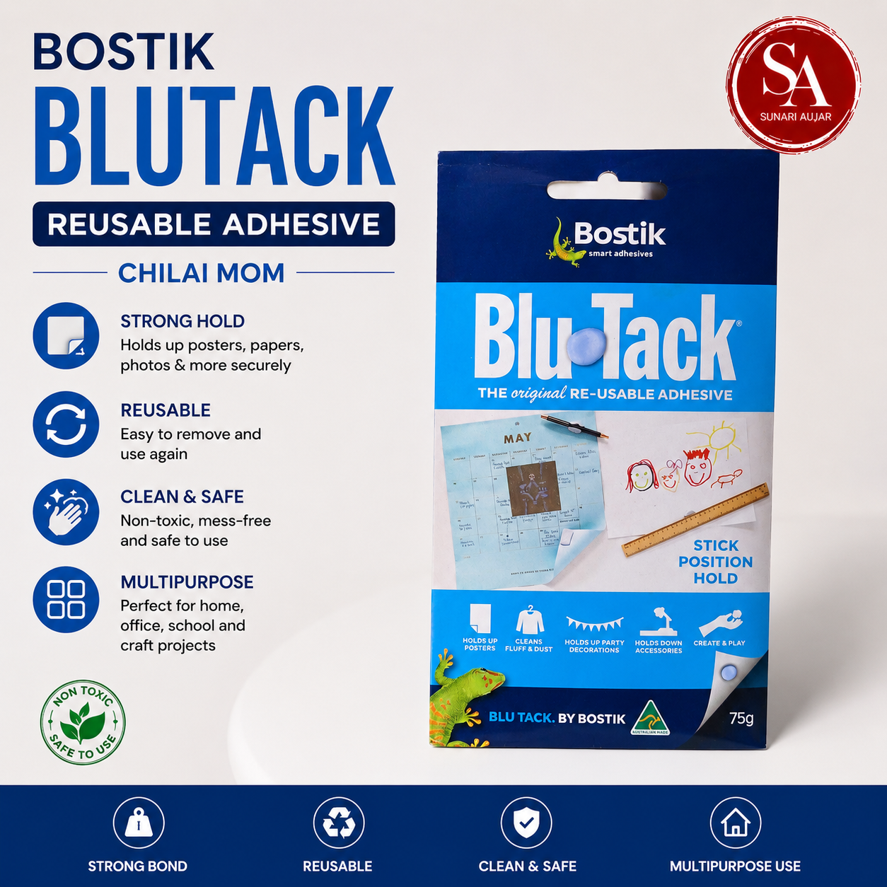 Bostik Blutack Reusable Adhesive Chilai Mom