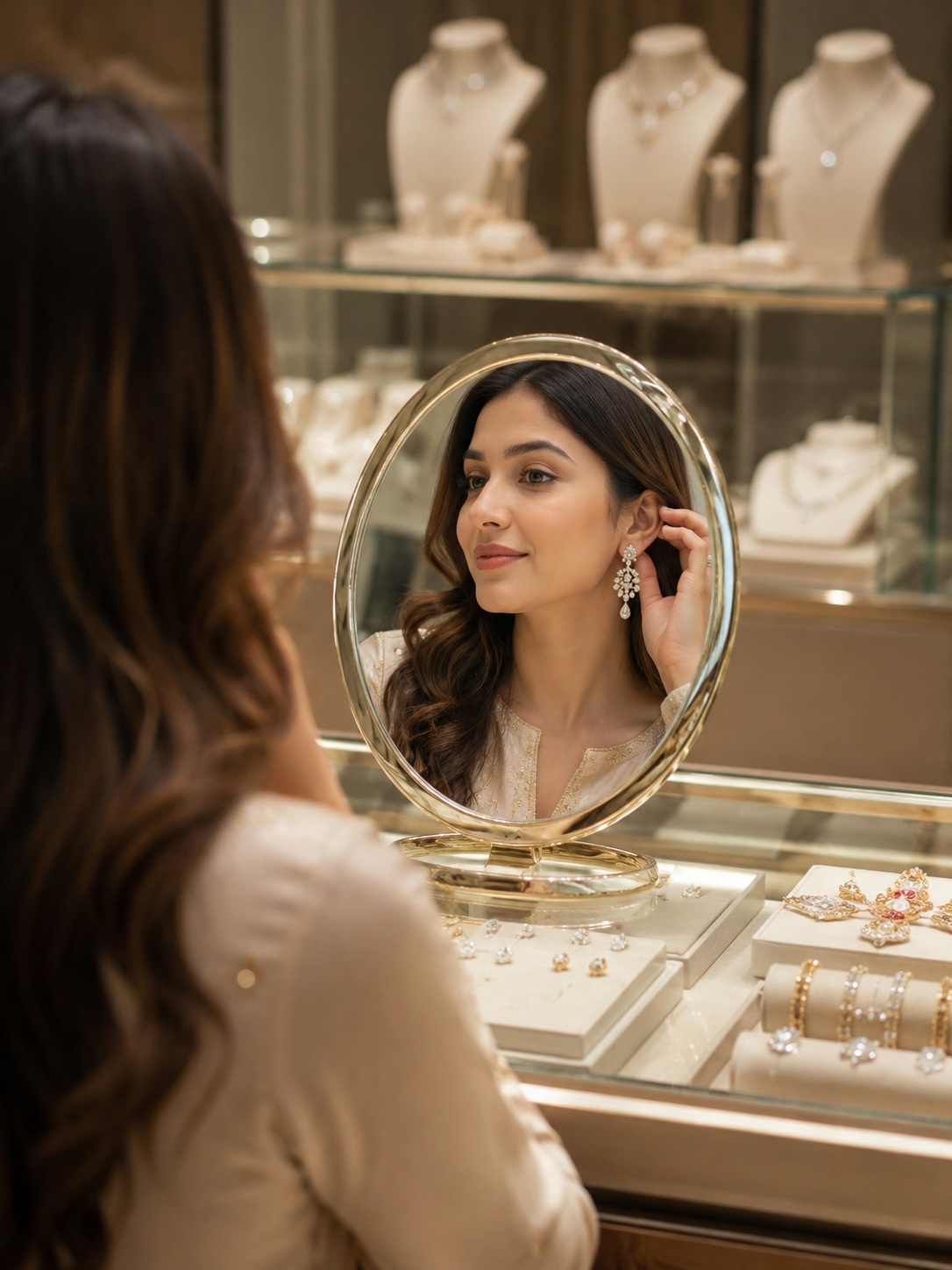 Oval shape Folding Counter Mirror for jewellery store