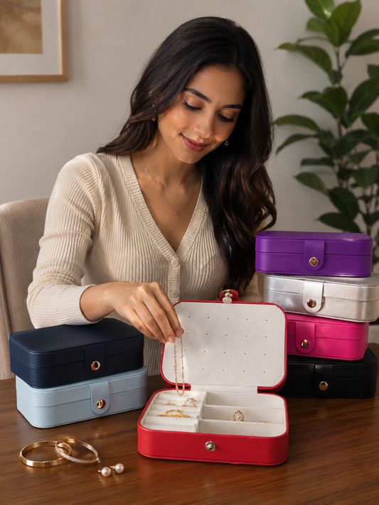 Jewellery Organizer Box, Faux Leather Travel Jewelry Storage Case,Small Portable Jewelry Box for Rings,Earring,Necklaces