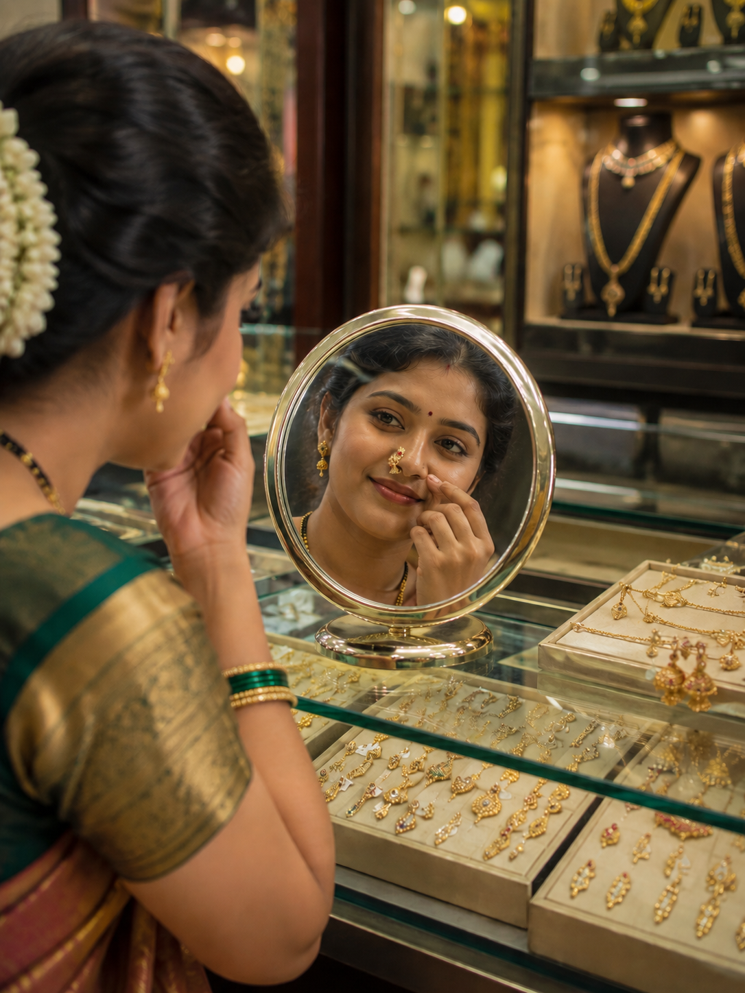 Round Folding Counter Mirror for jewellery store