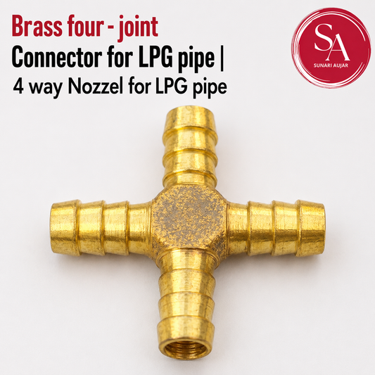 Brass four - joint Connector for LPG pipe | 4 way Nozzel for LPG pipe