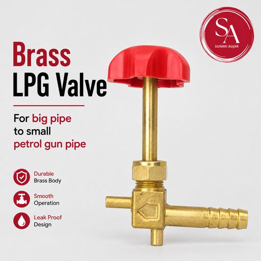 Brass LPG valve for big pipe to small petrol gun pipe