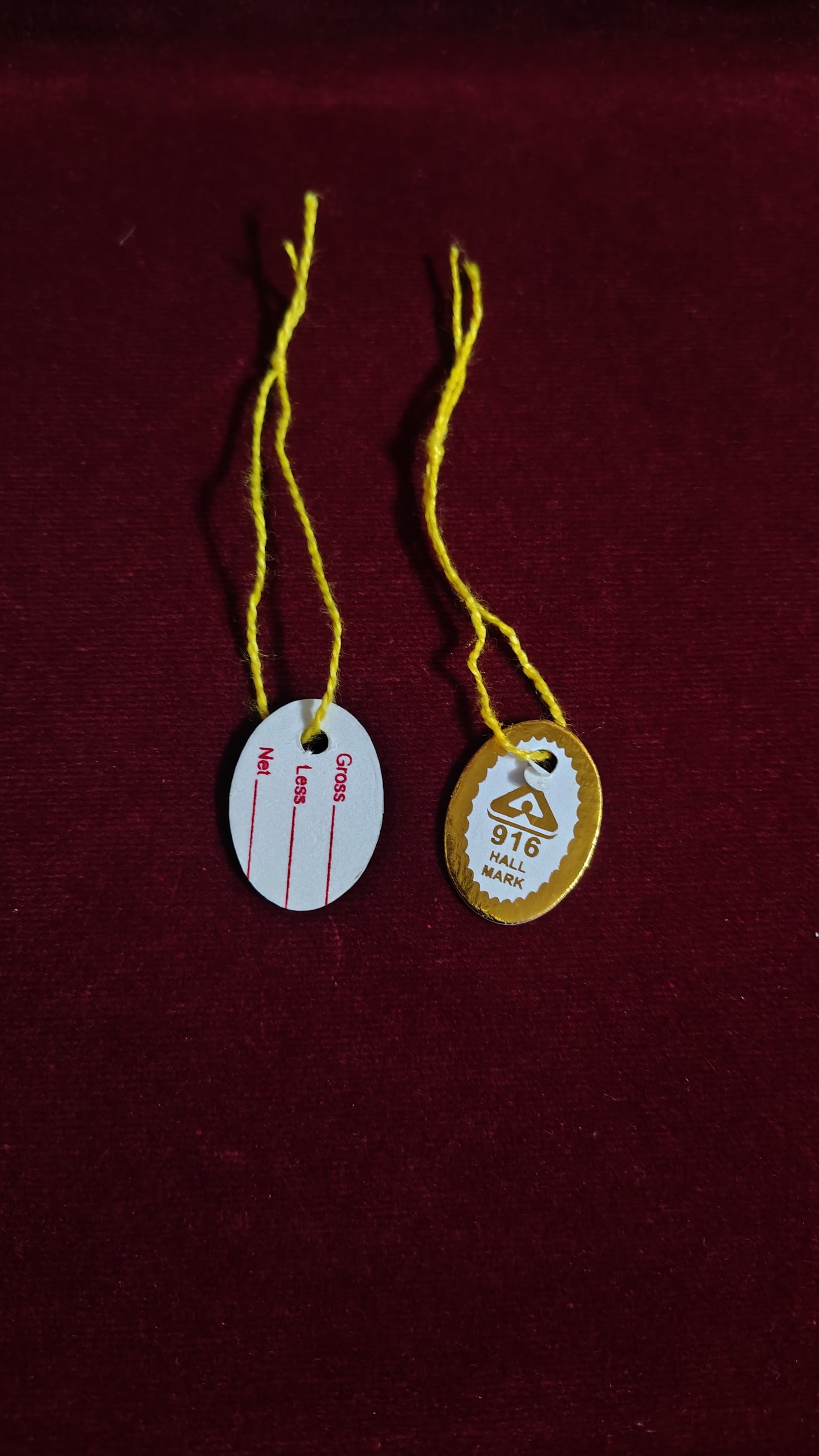 Jewellery Tag with 916 hallmark print 100pc