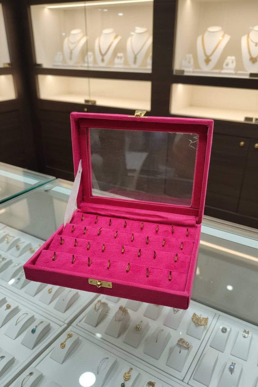 Pendant and Bali display box in Sued Fabric 8*6 pink colour for gold and silver jewelry