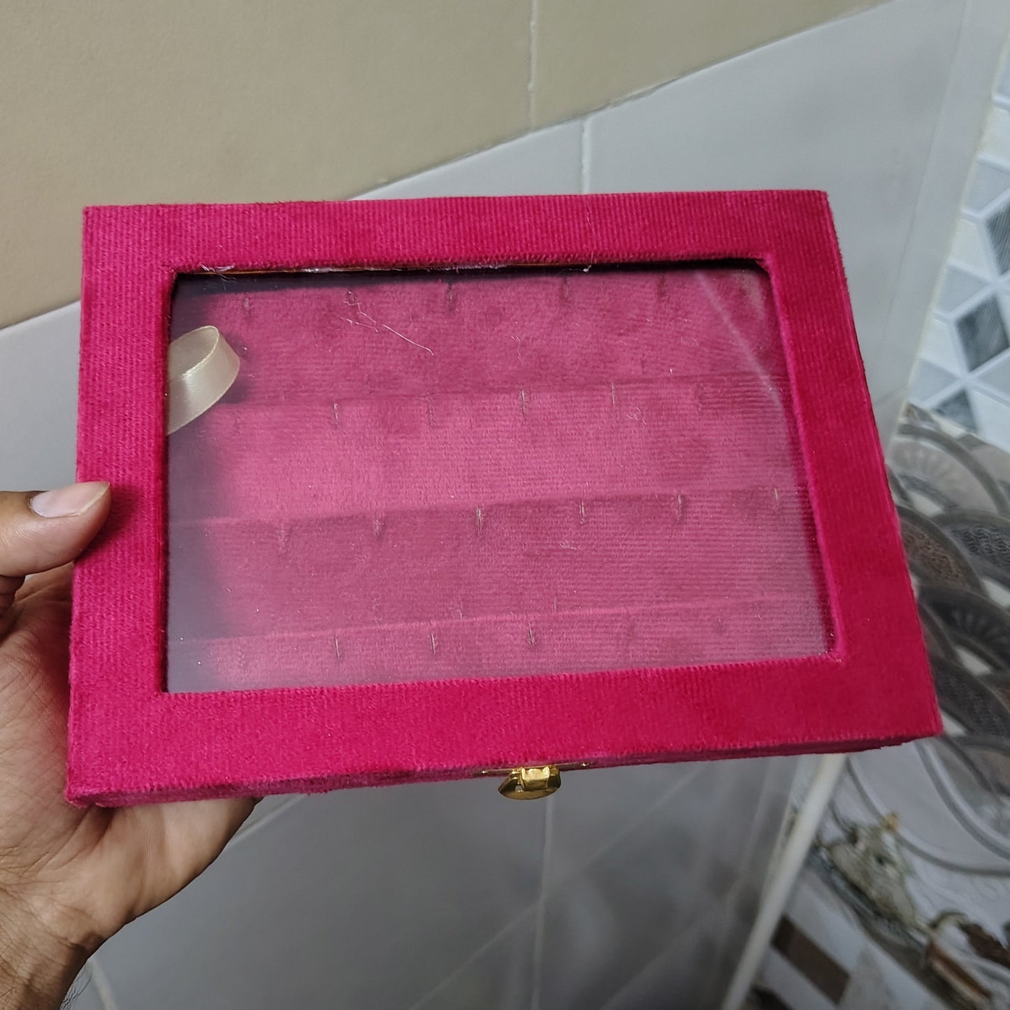 Nose pin display box 8*6 sued fabric for gold and silver jewelry