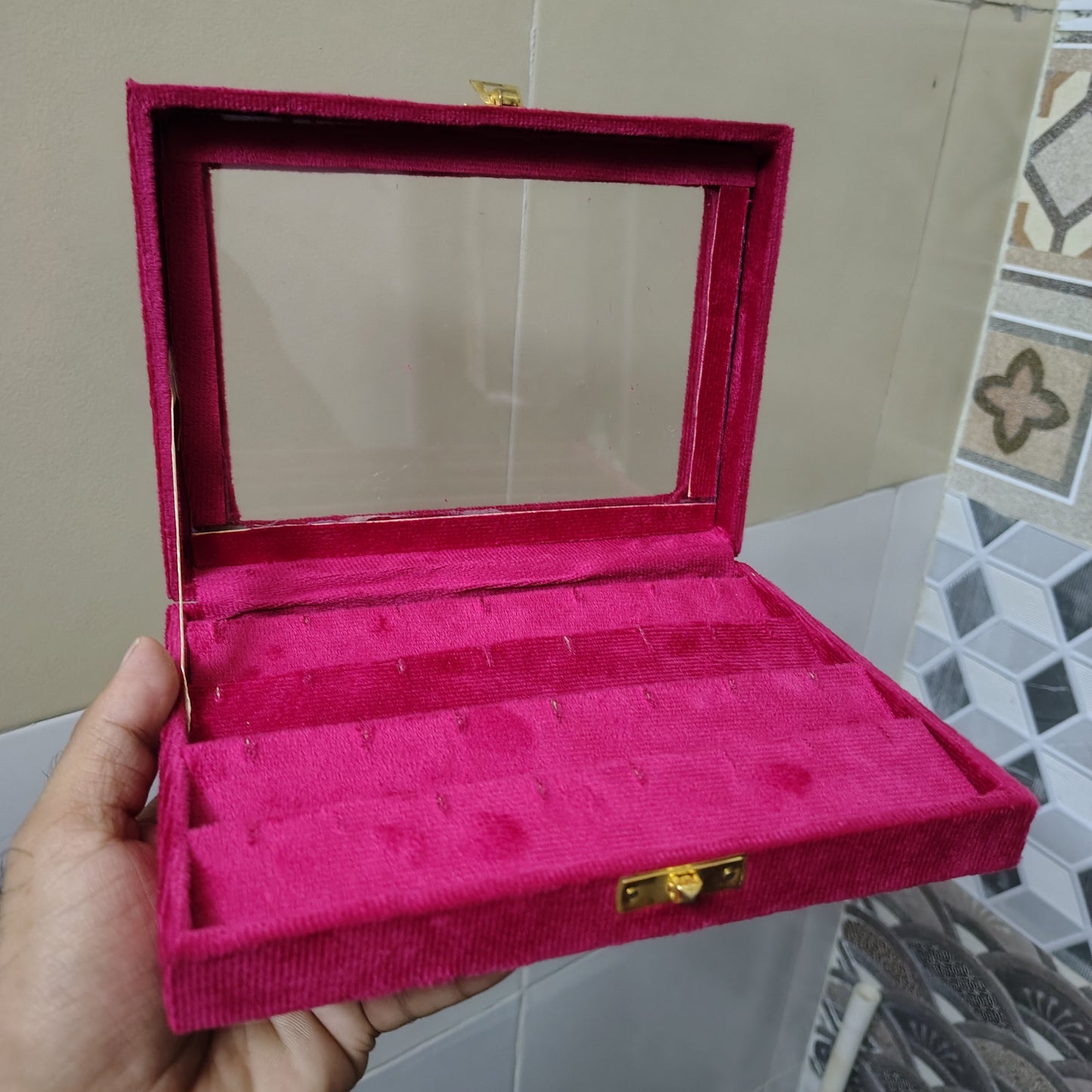 Nose pin display box 8*6 sued fabric for gold and silver jewelry
