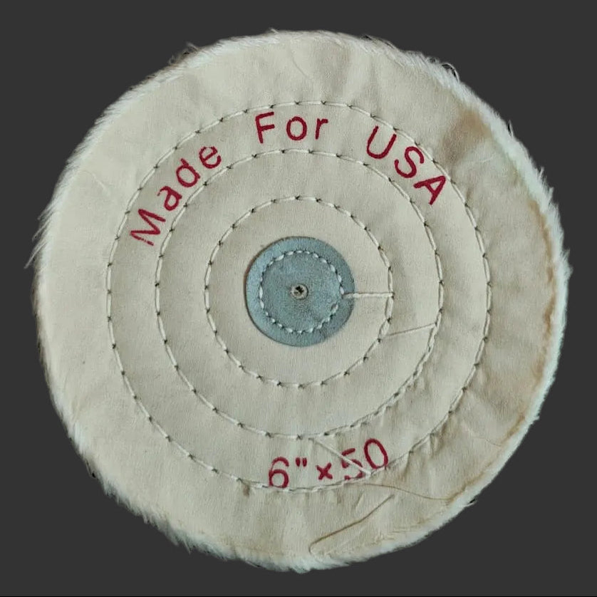 USA cloth buffing wheel 6x50 white stitched polishing wheel ideal for final polishing and achieving a high-mirror shine