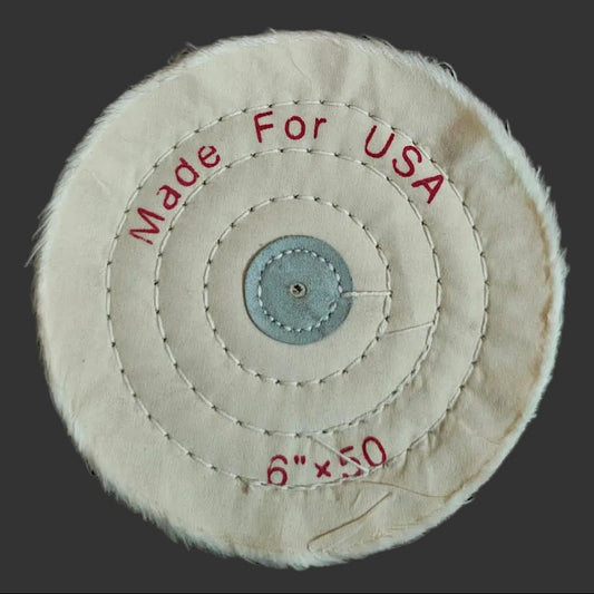 USA cloth buffing wheel 6x50 white stitched polishing wheel ideal for final polishing and achieving a high-mirror shine