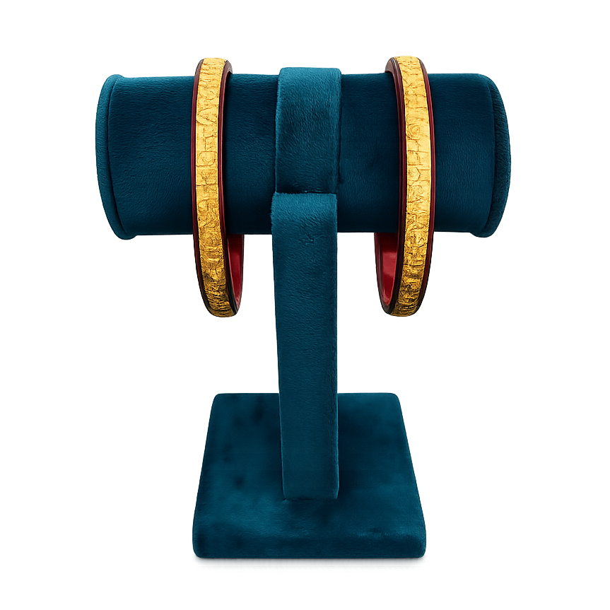Bangle Stand sued soft fabric for bangles display and photography peacock green colour