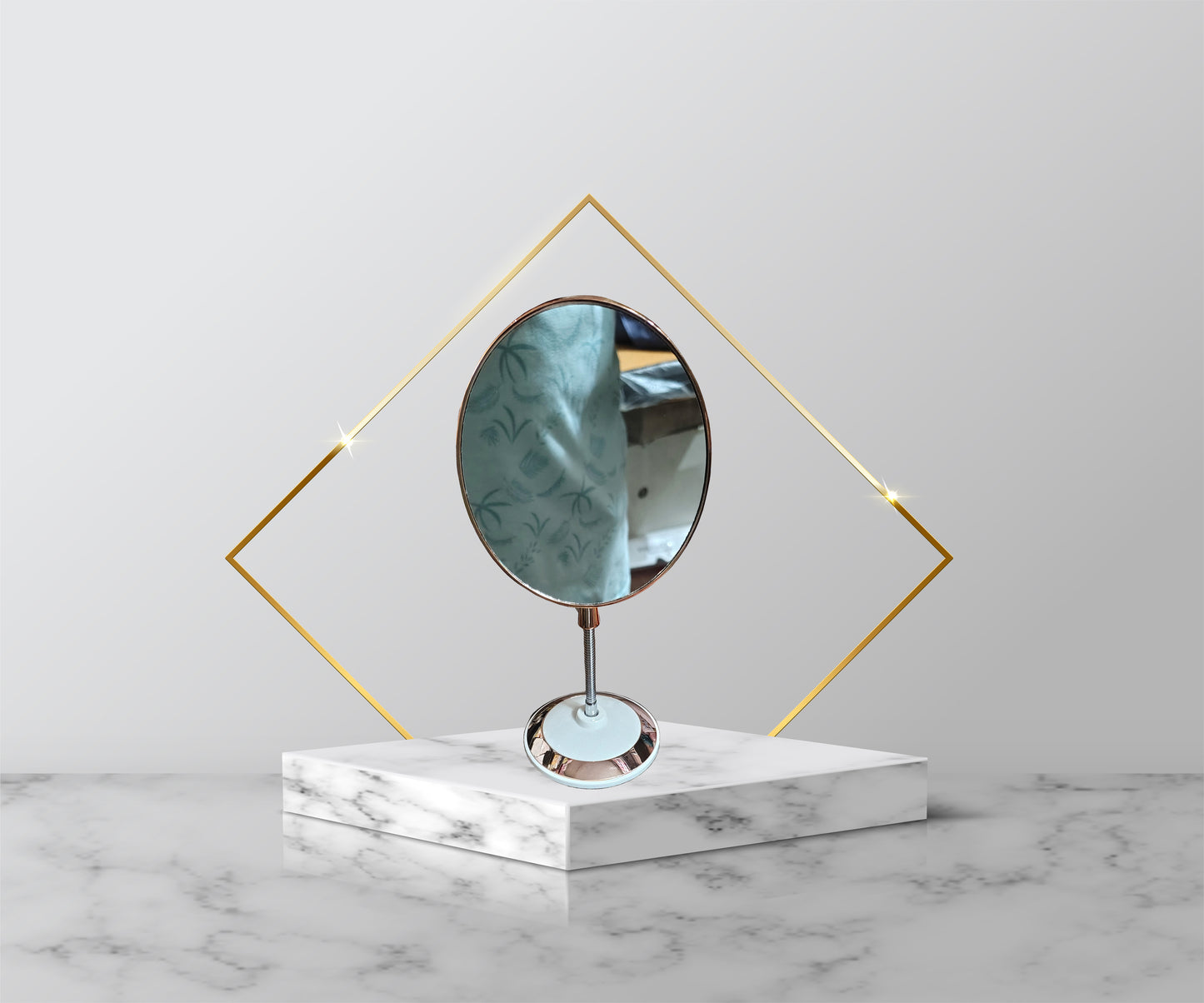 Rose Gold Flexible Counter Mirror Double Side (Oval)