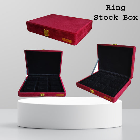 Jewellery display Box Stock Box for gold Rings Cherry colour display box sued fabric