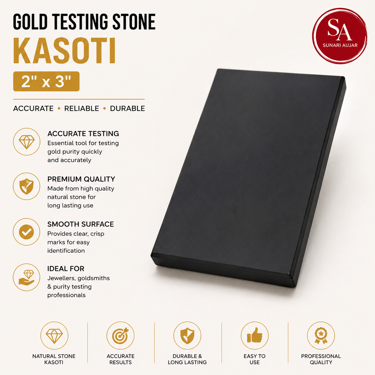 Gold testing stone Kasoti 2"x3"