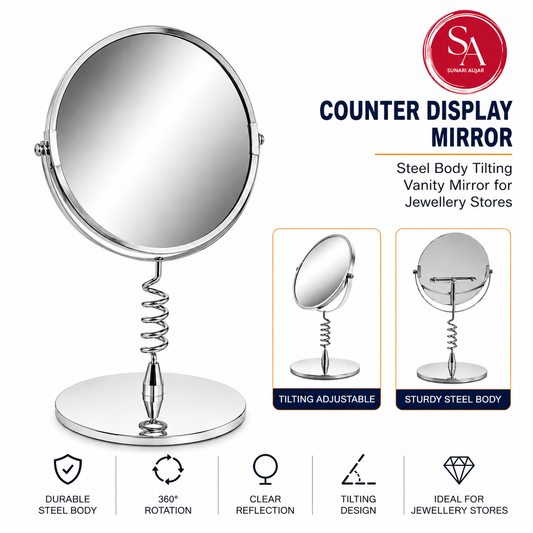 Counter Display Mirror Steel body tilting vanity mirror for jewellery stores