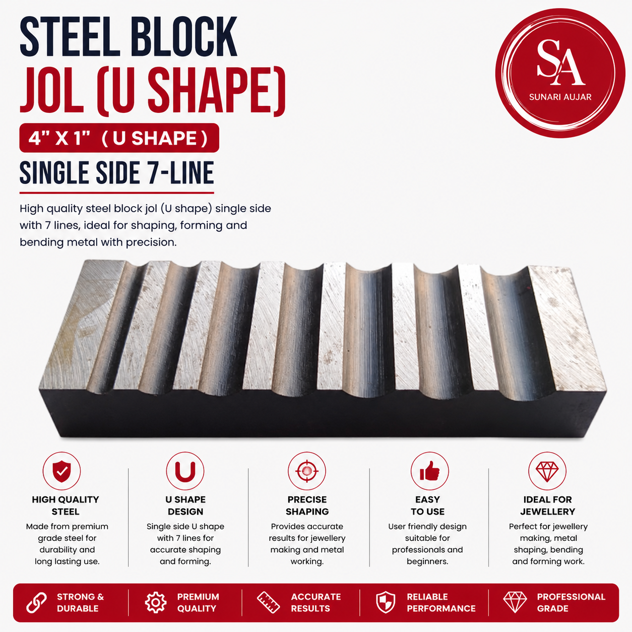 Steel Block Jol 4"X1" ( U Shape) Single Side 7-Line