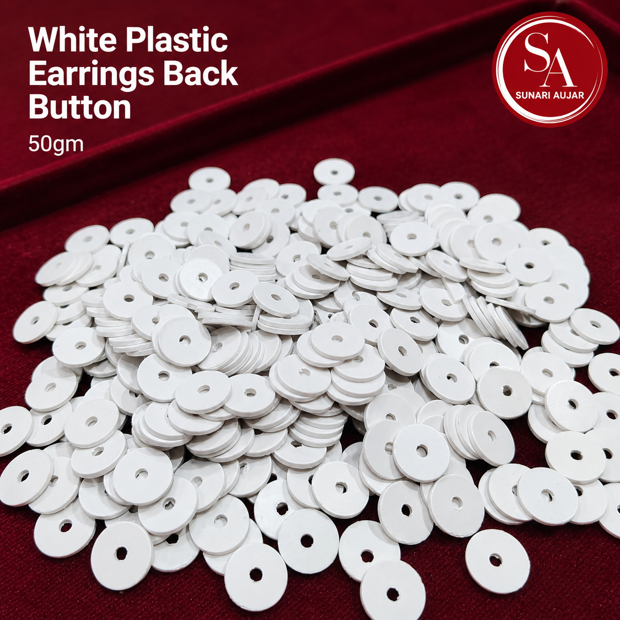 White Plastic earrings Back button 50gm