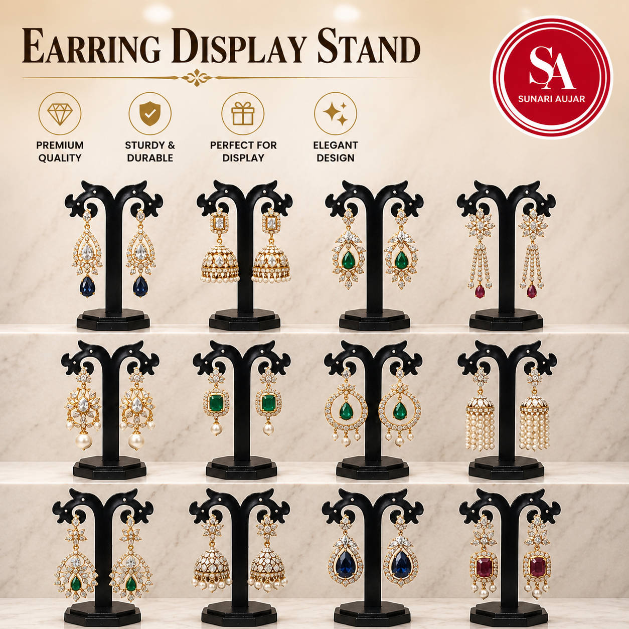 Earrings Display Stand Acrylic 12pc 4"