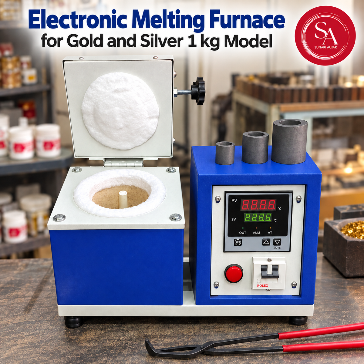 Electronic melting furnace for gold and silver 1 kg model