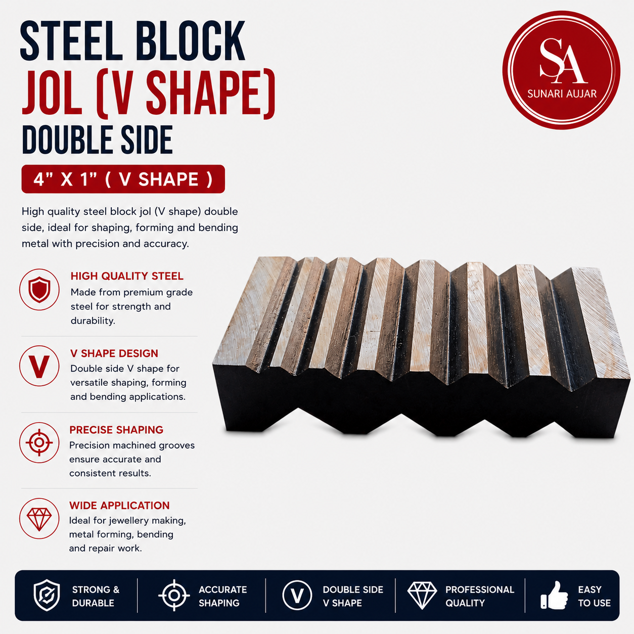 Steel Block Jol 4"X1" ( Vshape) Double Side